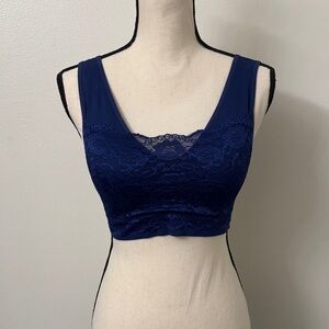 Zenana Outfitters Deep Blue Lace Bralette-Never worn